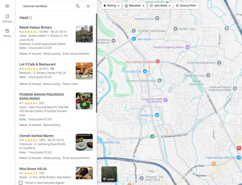 fungsi google maps - pencarian lokasi